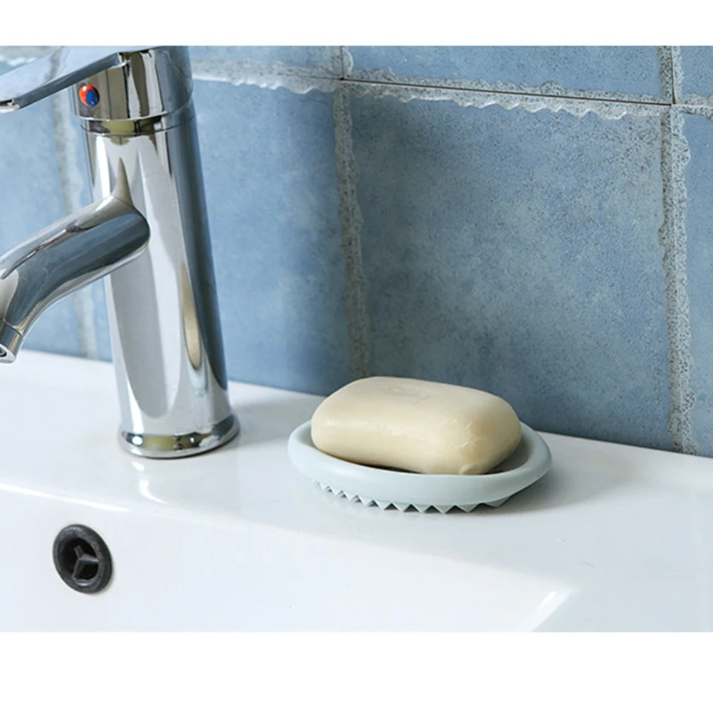

3pcs Silicone Box Soap Box Hollow Out Drainage Design For Bathroom Kitchen Counter Top Use Soap Holder Container