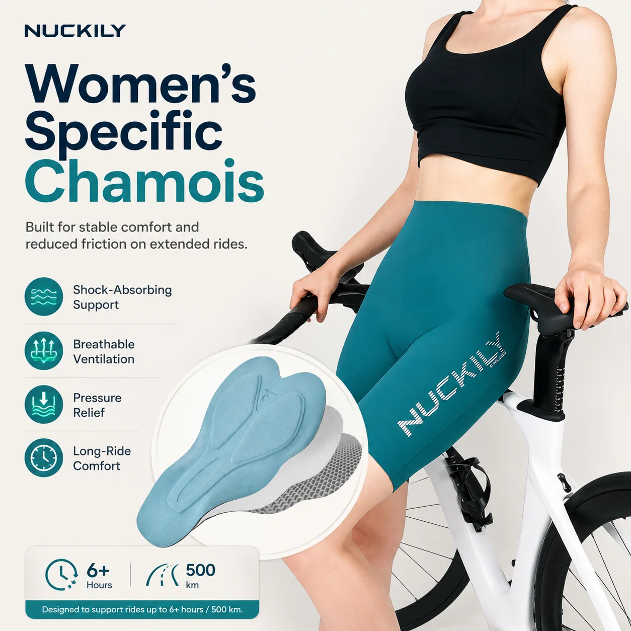 

NUCKILY Women Padded Cycling Shorts High Waist Bike Shorts Breathable Quick Dry MTB Road Bicycle Tights Anti Slip Reflective