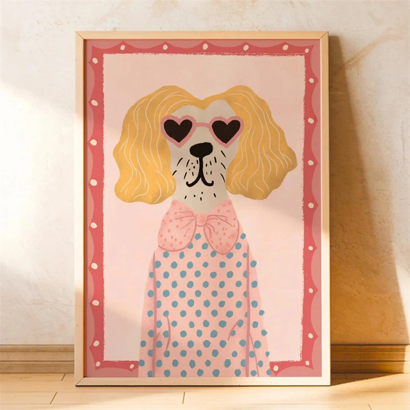 Grillige Skateboard Hond Teckel Canvas Print Poster Cartoon Grappig Dier Kunstprint Slaapkamer Kinderkamer Muurkunst Home Decor Pos