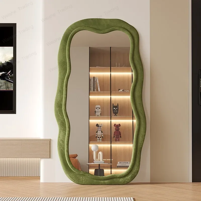 Grass green alien full body ins Internet celebrity bedroom floor to ceiling dopamine cloakroom large mirror
