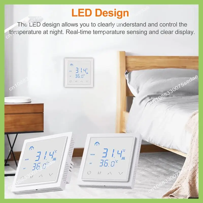 

Y19A Умный термостат 16A Контроллер температуры напольного отопления со светодиодным сенсорным экраном 85-265 В Управление электрическим нагревом