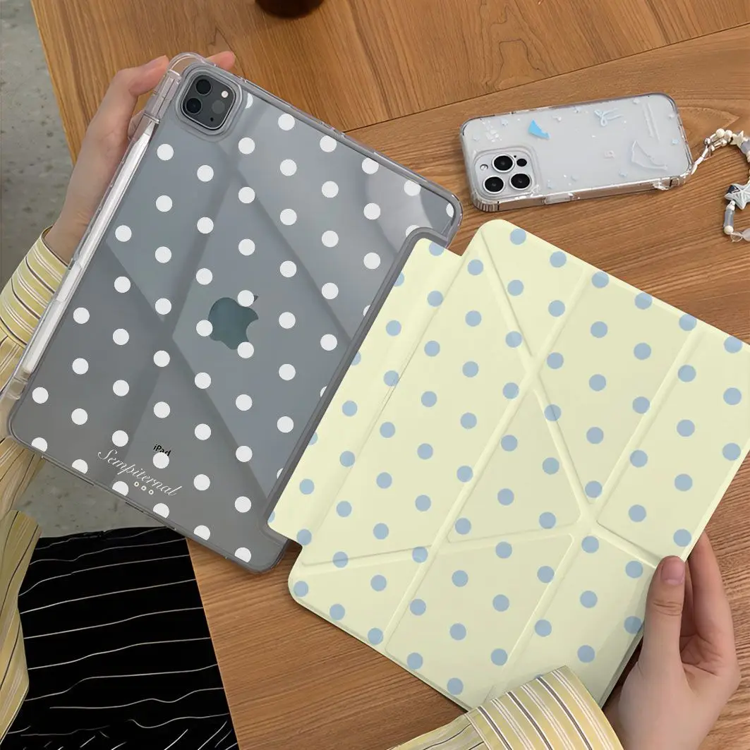Fashion Polka Dots Tablet Case For iPad Pro 11 12.9in 13 M4 M5 9.7 10.2 5/6th 7/8/9 10 11th Mini 6 7 Case Air 3 4 5 6 7 Cover