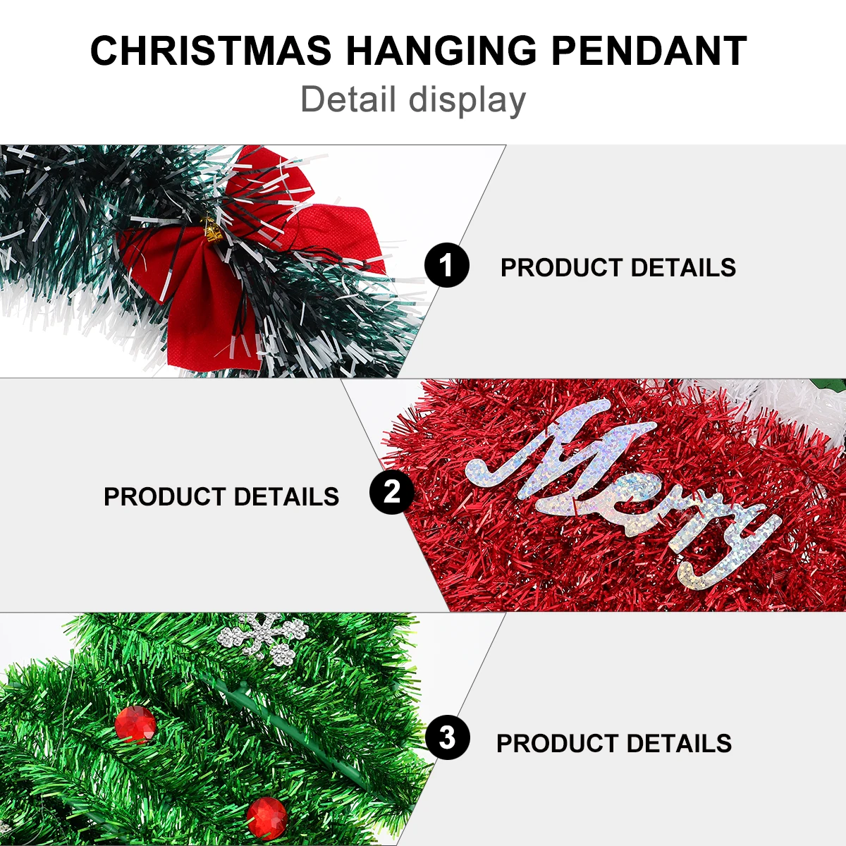 

5Pcs Christmas Garland Hanging Ornaments Plastic Stylish Xmas Tree Hanging Decor Party Decoration