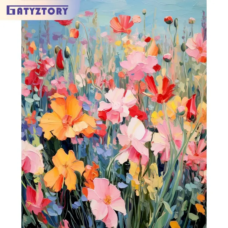 

GATYZTORY Acrylic Painting By Numbers Flower Kit HandPainted 60x75cm Diy Gift Coloring By Numbers Drawing For Home Decoration