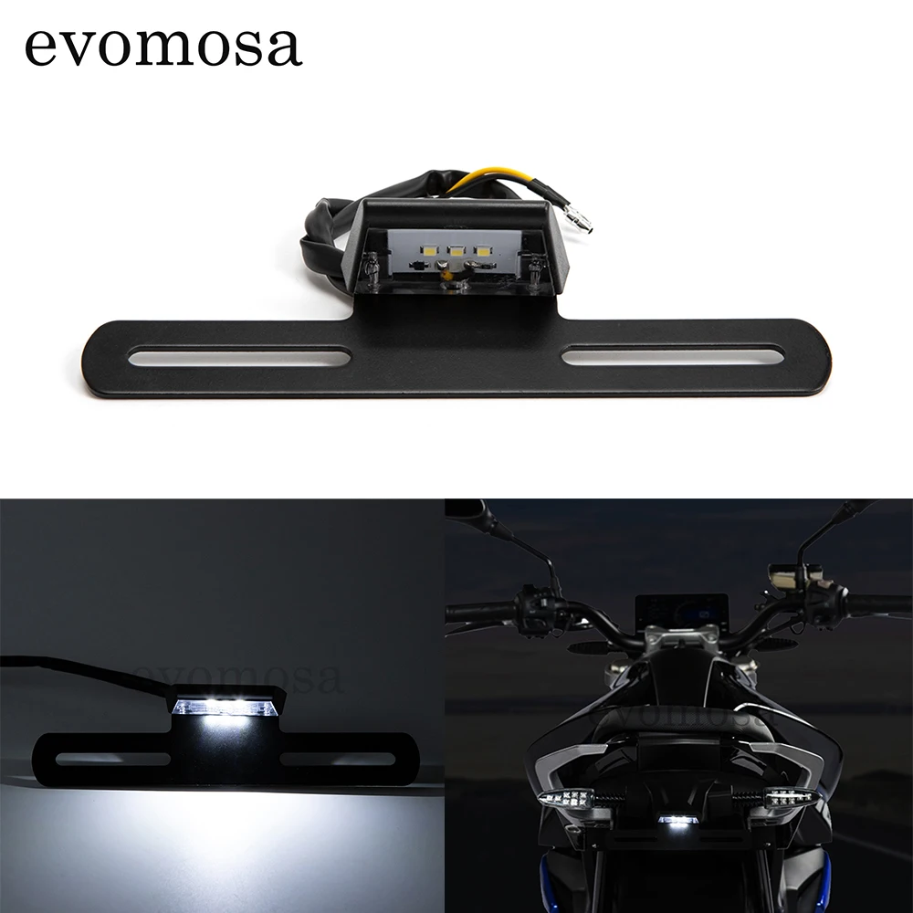 

Evomosa 1PCS License Plate Holder Rear Light Bracket Mount LED Universal Motorcycle CNC
