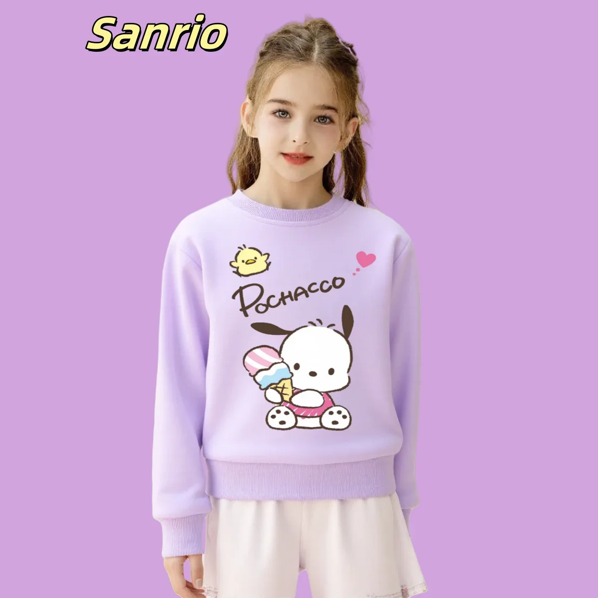 سانريو الخريف طفل الفتيات ملابس طفل الكرتون Pochacco مطبوعة بلوزات الأطفال لطيف البلوز كم طويل تي شيرت #1