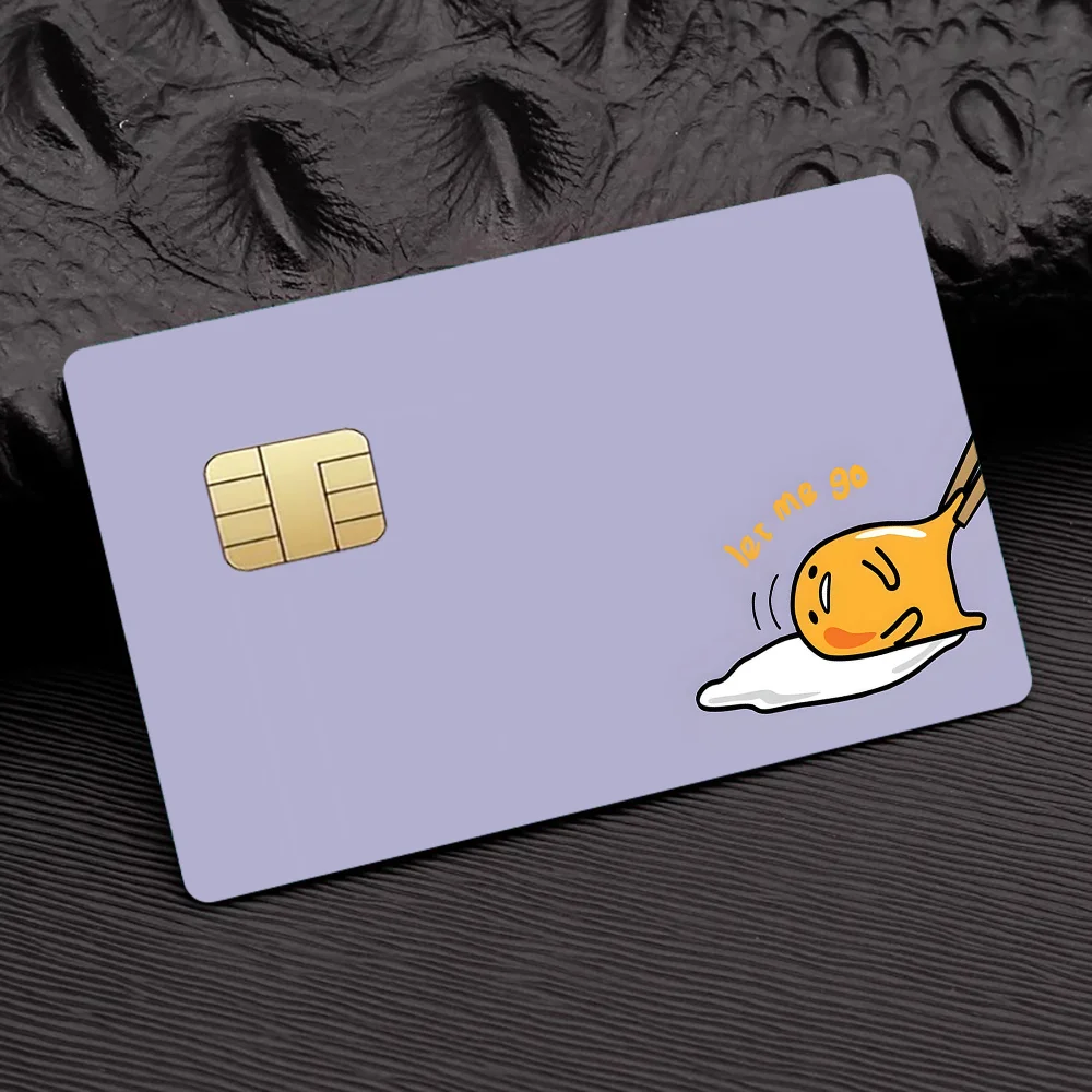 ملصقات جلدية لبطاقة الائتمان الكرتونية G-Gudetama لبطاقة البنك والحافلة المتروية ملصق مقاوم للماء هدية للنساء