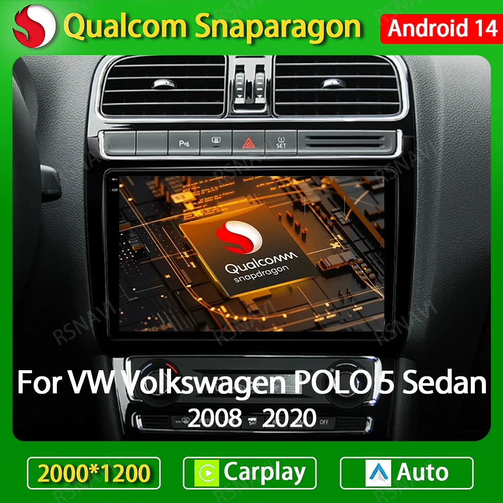 

Автомагнитола на Android 14 для Volkswagen VW Polo 5 Седан 2008 - 2020 мультимедийный видеоплеер Carplay Авто GPS DVD головное устройство 4G Wifi