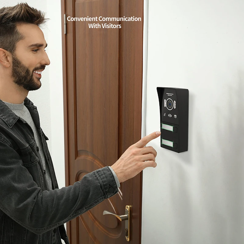 Jeatone-intercomunicador Wifi Tuya Smart Home, 2 cables, 1080P, Monitor de pantalla táctil de 7 pulgadas, tarjeta de desbloqueo, timbre, cámara,