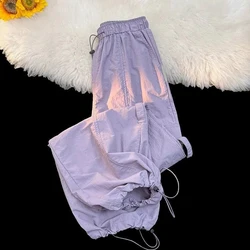 High Waist Drawstring Cargo Pants Women American Loose Lazy Jazz Dance Trousers Fashion Hip Hop Solid Running Sweatpants
