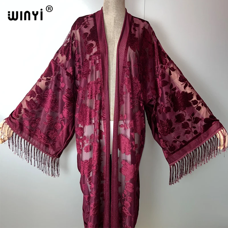 Winyi ชุดบิกินี่คาร์ดิแกนเซ็กซี่แบบสวมชุดคลุมชุดว่ายน้ำชายหาดชุดชุดเดรสปาร์ตี้ตอนเย็น