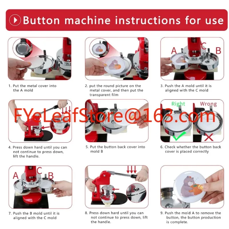 Button Maker Machine Multiple Sizes 1.25+2.25 Inch (32+58mm) with 200 PCS Materials  Cutter and Cutting Mat