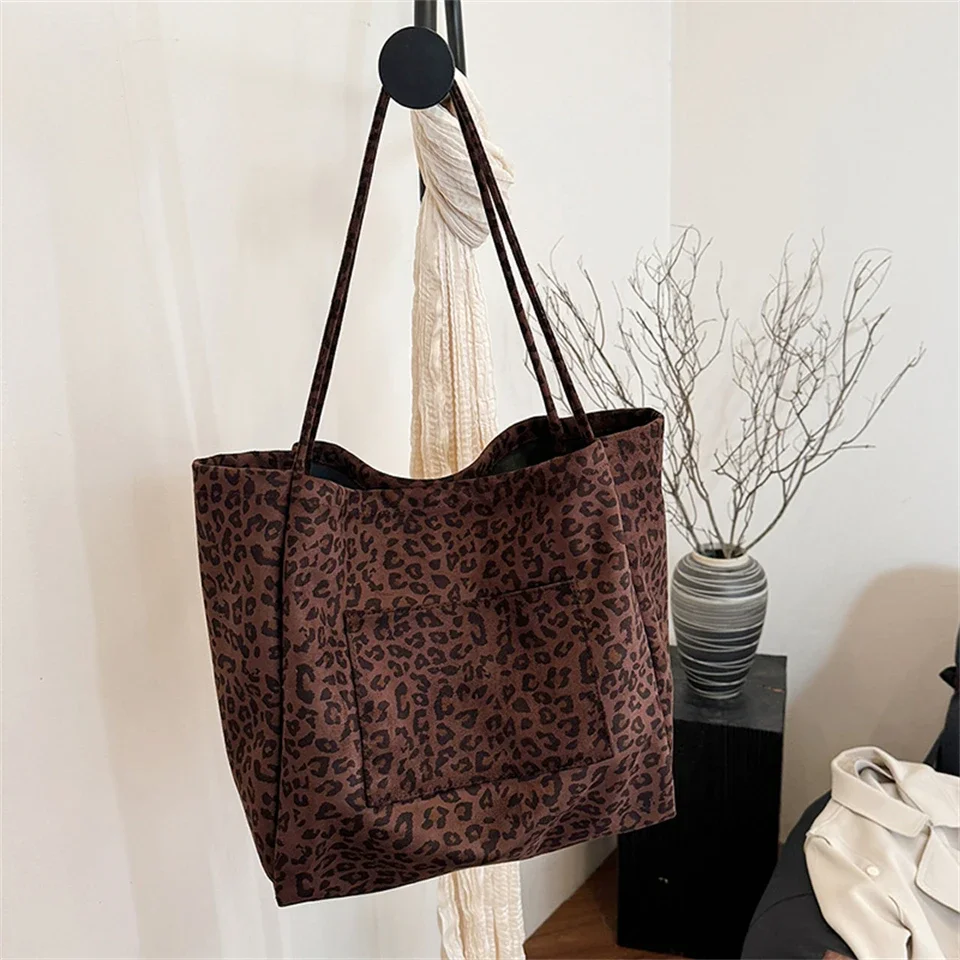 

Leopard Design Korean Fashion Shopper Big Shopping Bags for Women Handbag Lady Shoulder Bag Large Capacity Bag Commuter Handbag