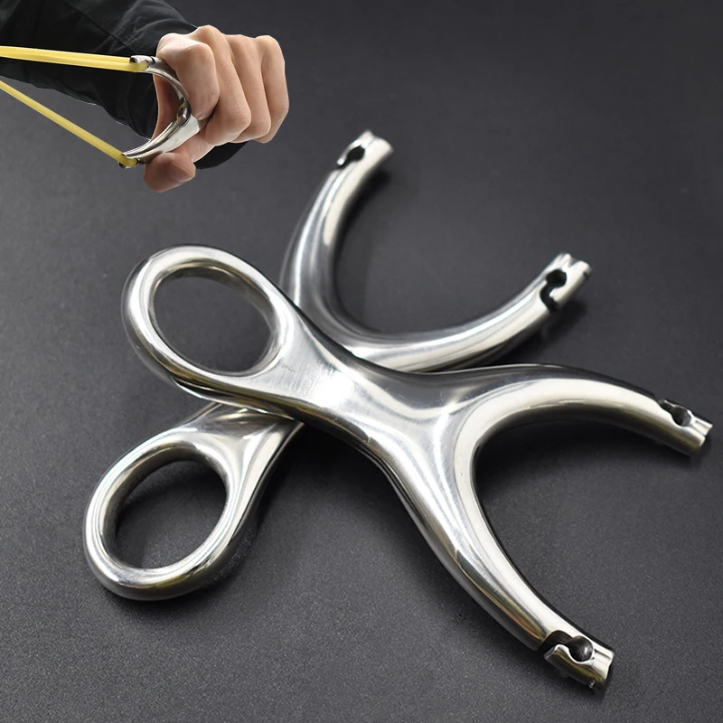 

New Solid Titanium Steel Slingshot Professional Outdoor Sports Stainless Steel Traditional Rubber Bands Recurve Slingshot