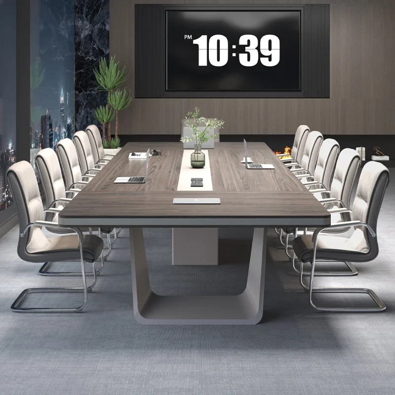 Modern simple atmosphere High-end long table Large rectangular office negotiation table Conference table and chair combination
