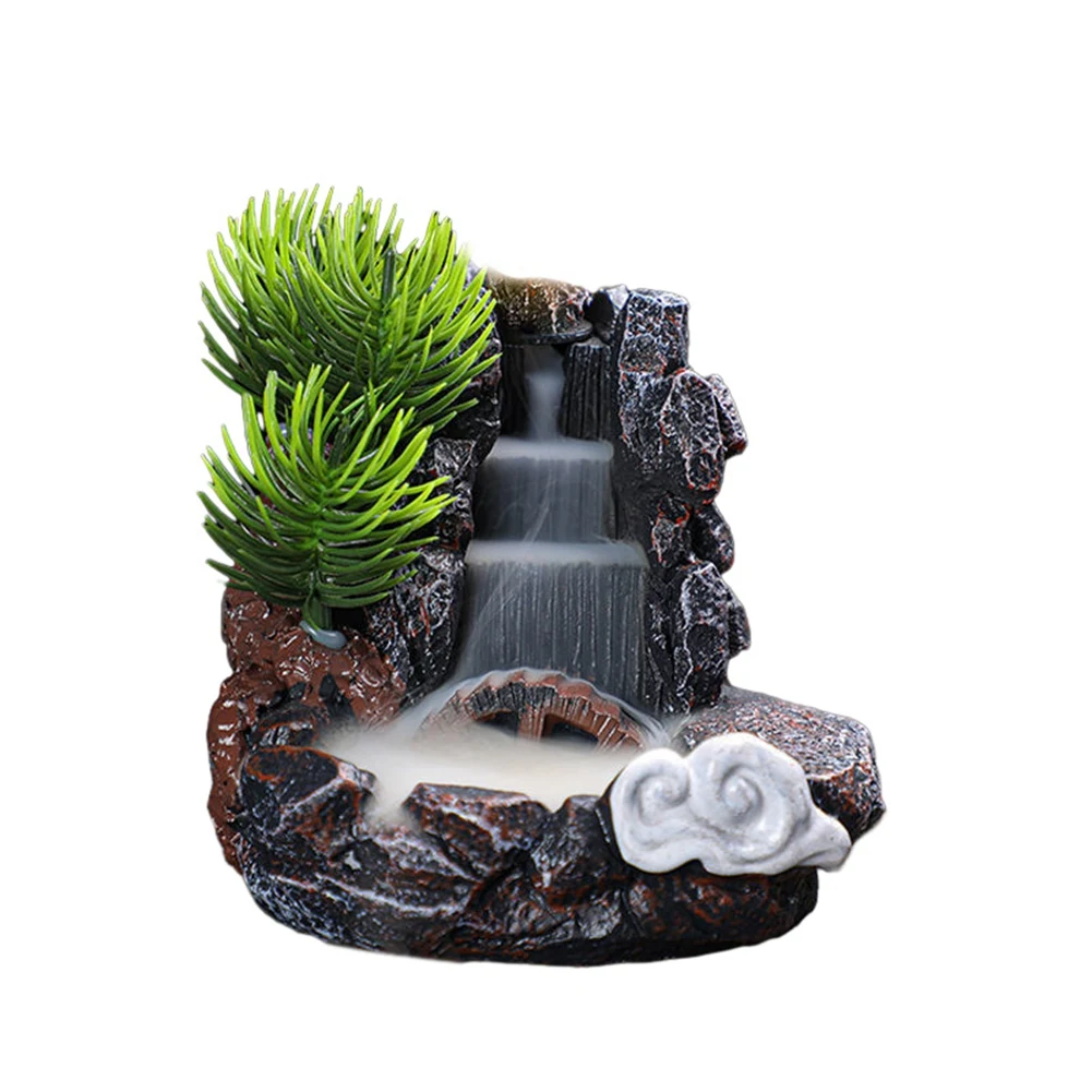 B Incense Burner Mountains River Waterfall Fragrance Fireplace Backflow Smoke Censer Holder Decoration for Home