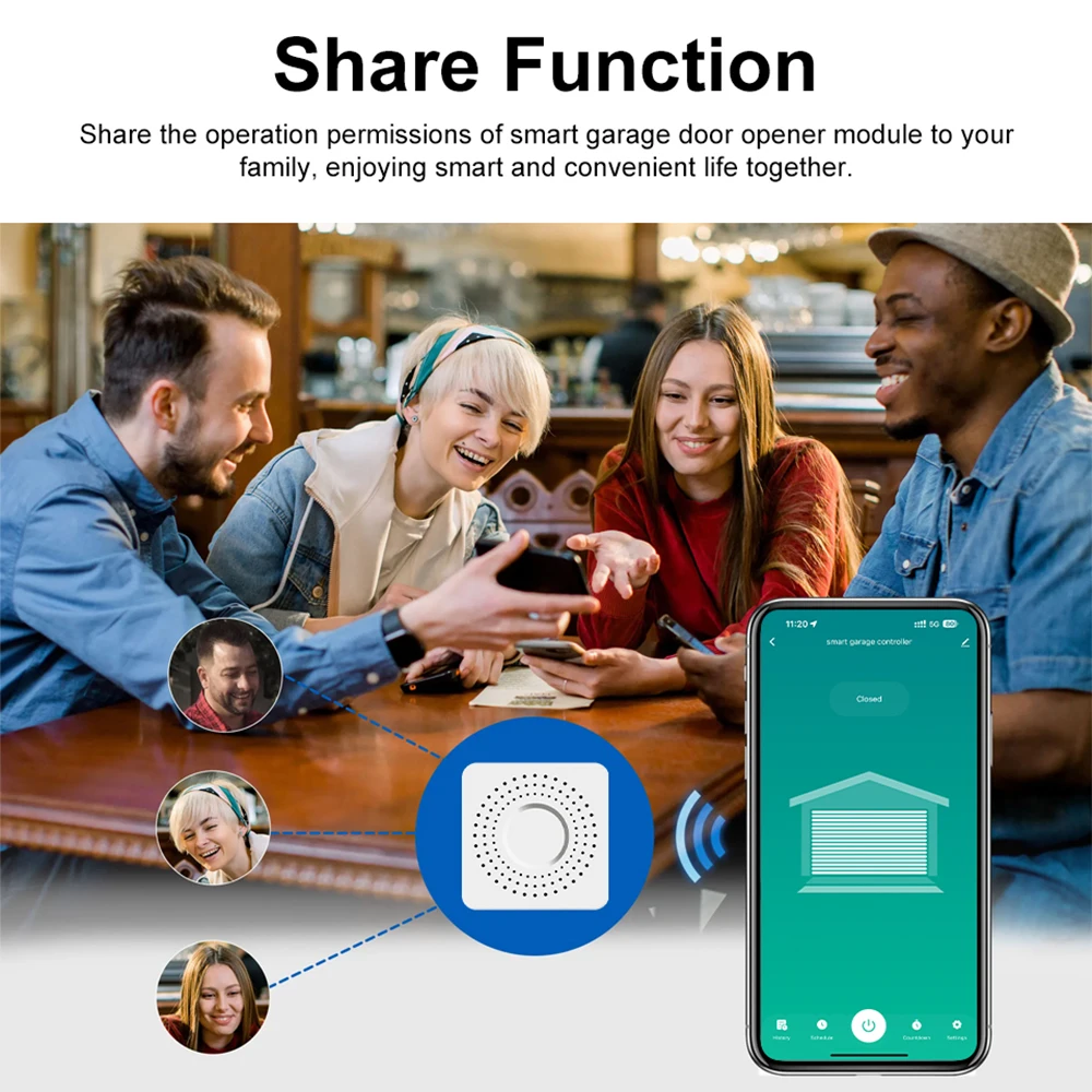 

Tuya WiFi Smart Garage Door Opener Controller, App Remote Open/Close, Real-time Status Alert for Garage Safety & Convenience.