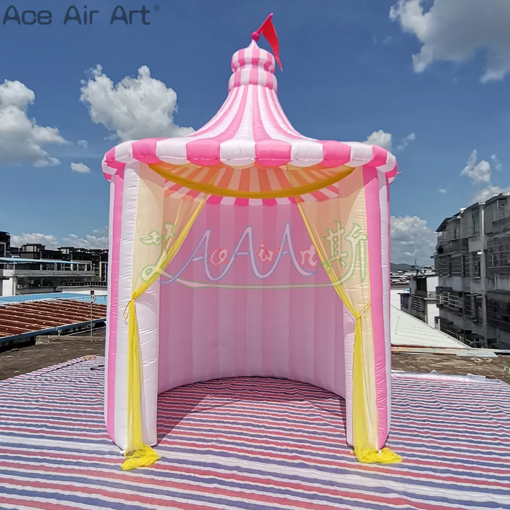 Tienda de circo inflable rosa personalizada, pabellón de boda con cortina para desfile o fiesta/decoración de escenario