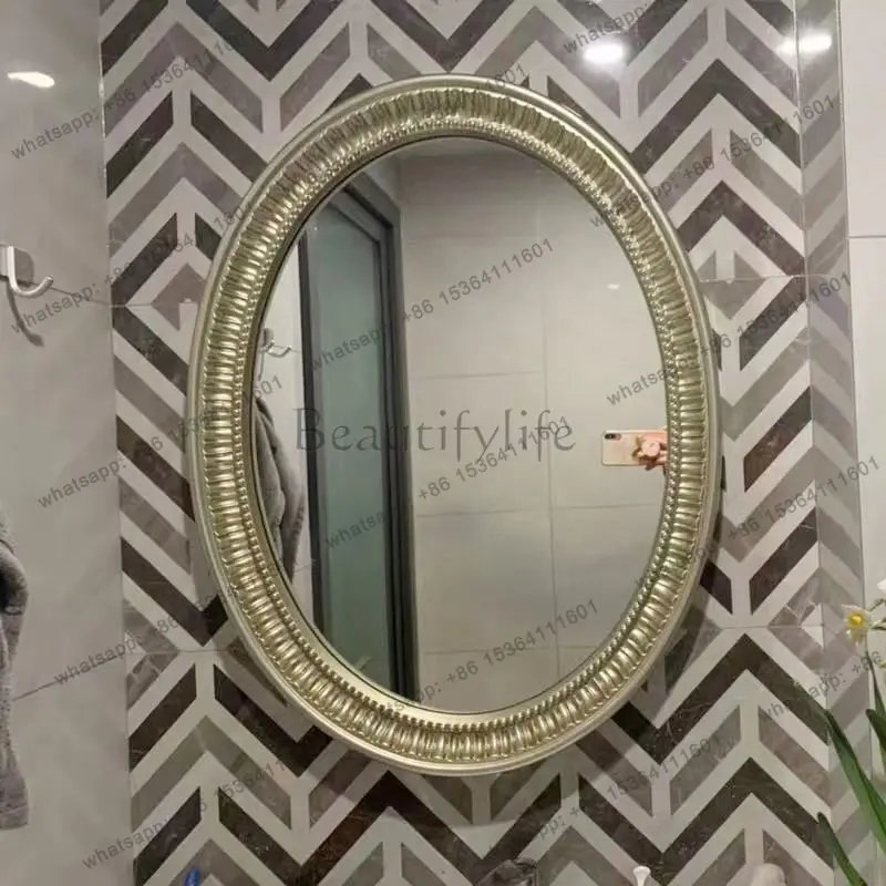 French bathroom mirror oval wall mounted home bathroom makeup mirror