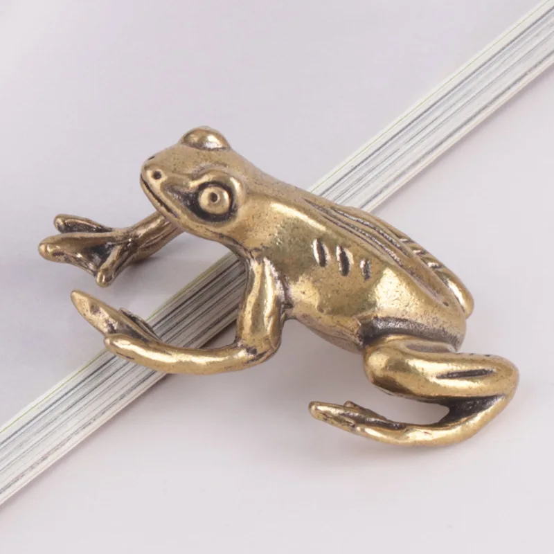 Pure Brass Old Frog Bronze Statue Decoration Tea Ornaments Hand Pieces Creative Car Decoration Office