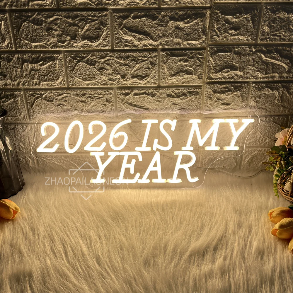 

2026 Новогодняя неоновая светодиодная вывеска для спальни, настенный декор, товары для вечеринок на Новый год, украшение с Новым годом, неоновые огни, подарок