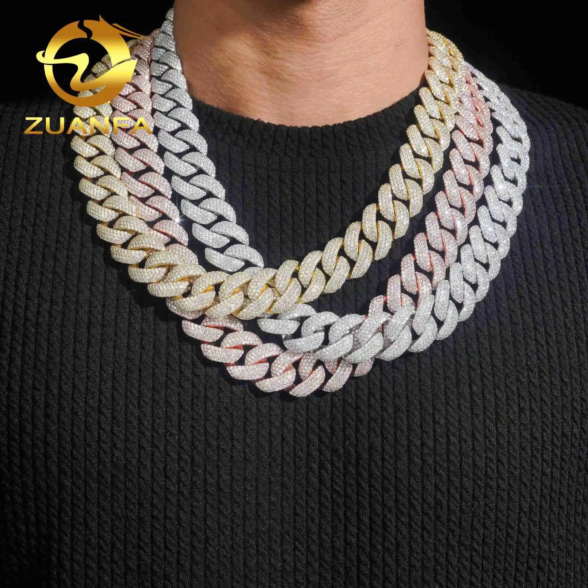 

Проходной тестер алмазов, проводная фабрика, прямая продажа, 4 ряда, 18 мм, кубинские звенья, муассанит, форма луны, цепь, проходной тестер алмазов