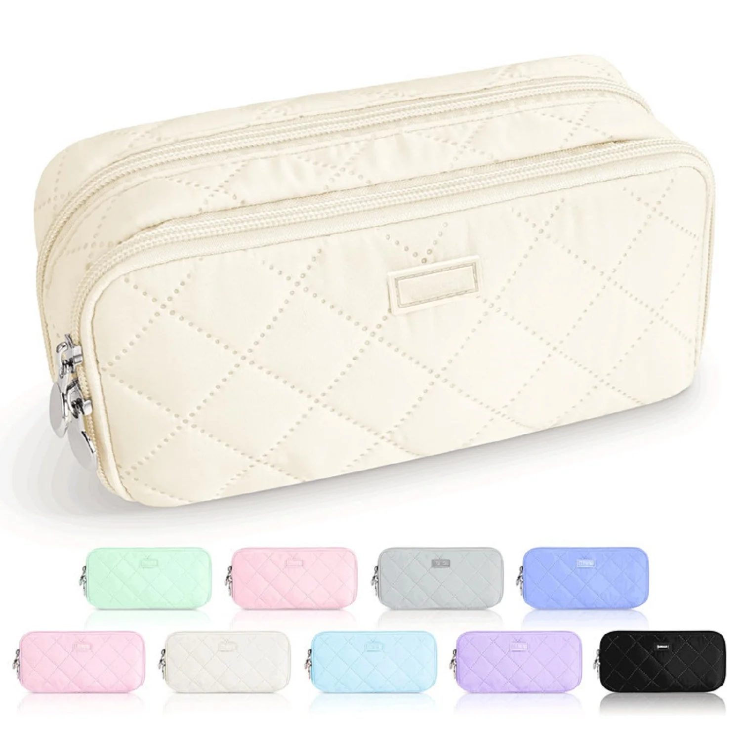 

Makeasy Pencil Case Large Capacity Pencil Pouch Soft Quilted Pen Bag Office Stationery Organizer Sturdy Pencil Bag for Women
