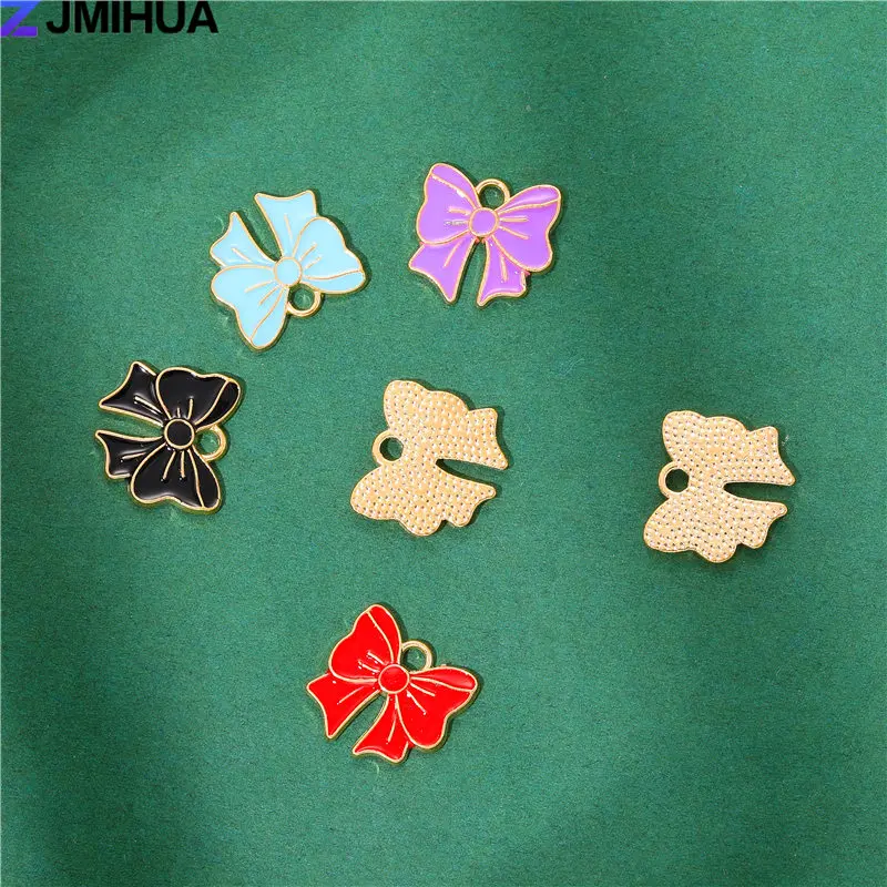 15pcs Enamel Charms Trendy Cute Bowknot Charms Pendants For Jewelry Making Supplies DIY Handmade Earrings Bracelets Accessories