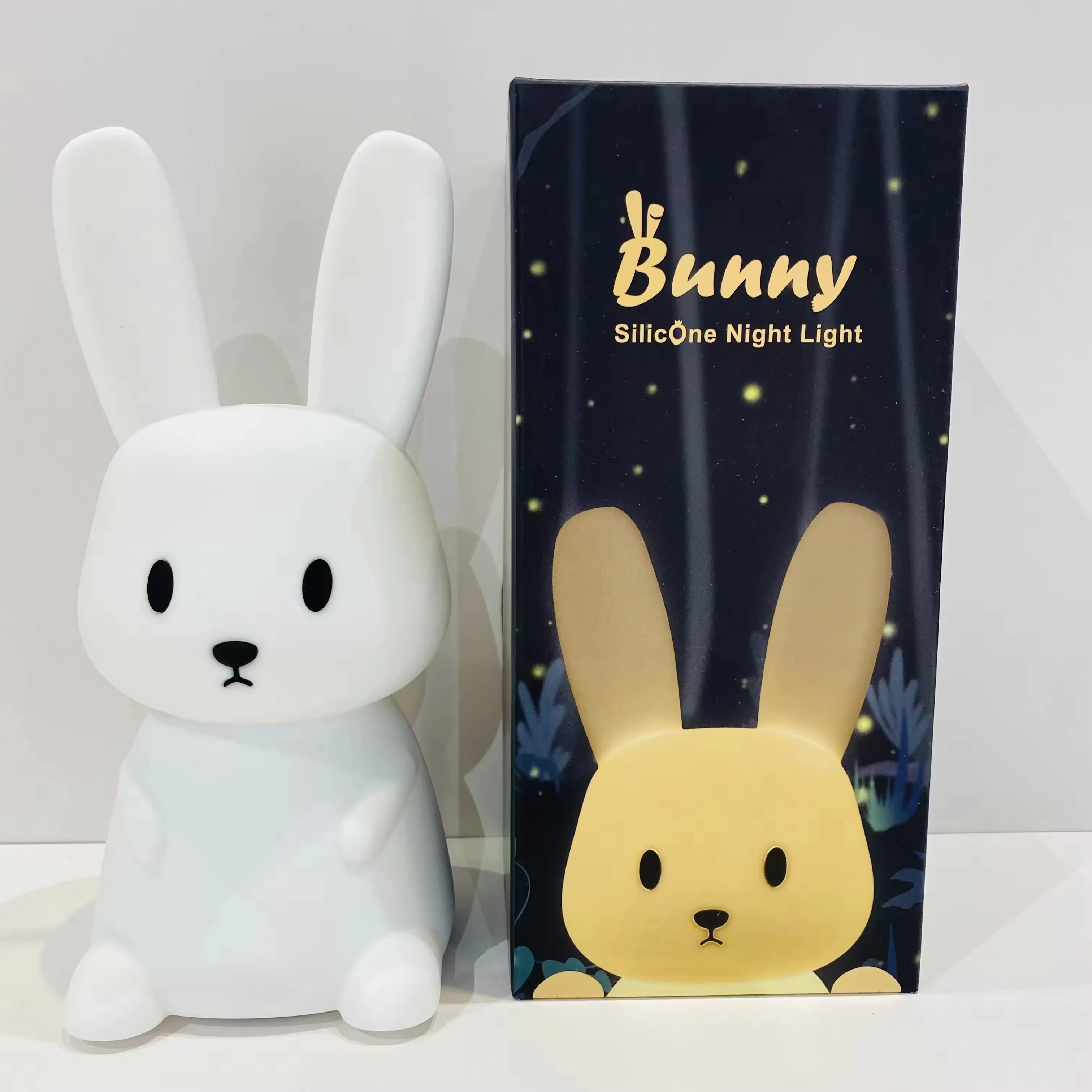 Rabbit Pat Light LED Nightlight Touch Table Lamp Cartoon Touch Sensor Silicone Built-in Battery White Pat Night Light Dimmable