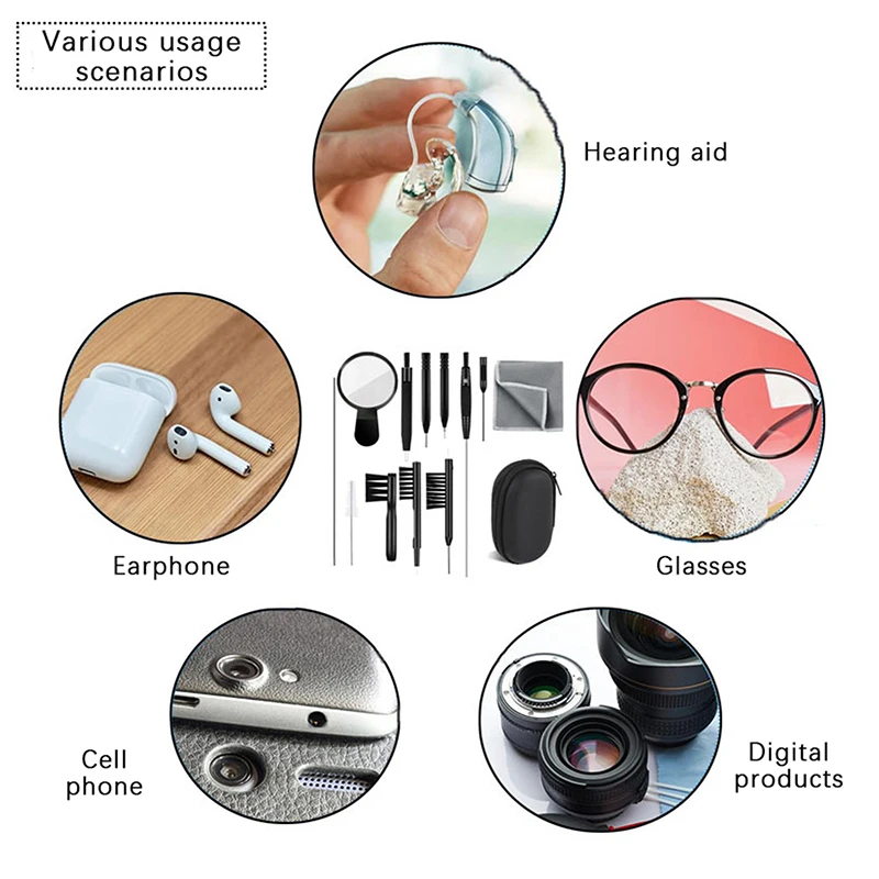 보청기 청소 키트, 환기구 막대 스크루드라이버 브러시, 환기구 클리너, 트리플 돋보기 이어폰 청소 브러시, 13 개