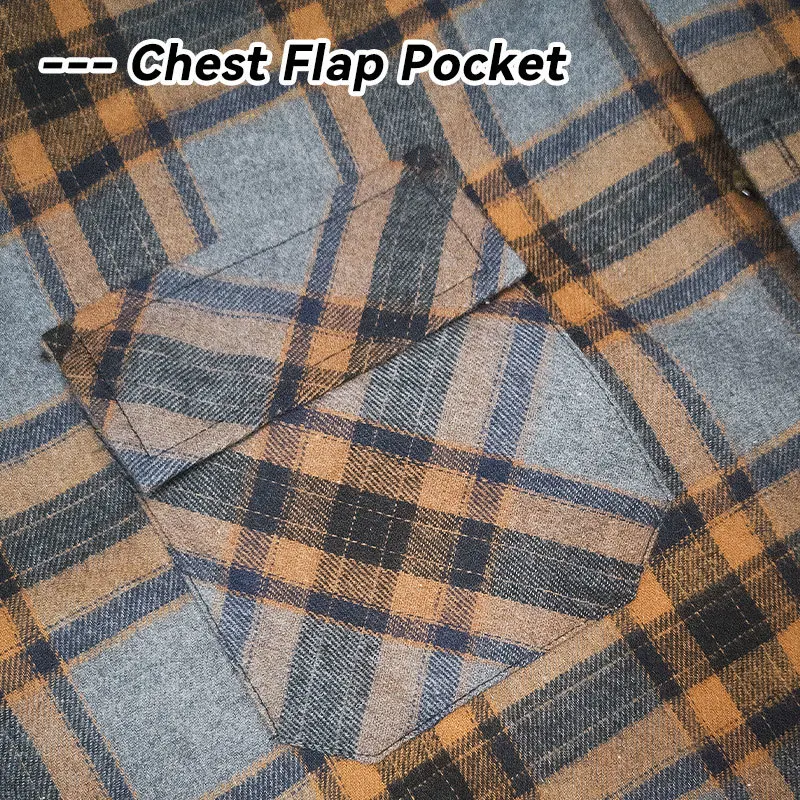 Cargo Style Men\'s Winter Sherpa Fleece Lined Flannel Shirt Jacket Workwear Warm Button Up Plaid Shirt Jacket Male Clothing