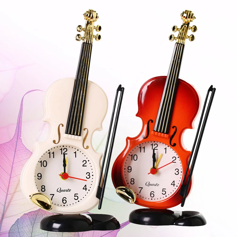 1pc Simulation Violin Clock Desktop Alarm Clocks Bedside Decorative Clock Morning Wake-up Device without Random Color