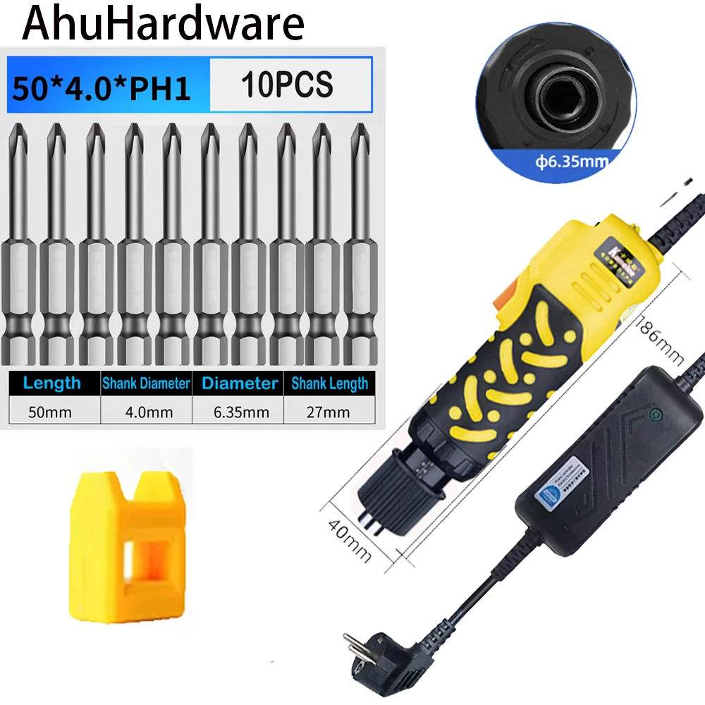 

Промышленная электрическая отвертка AhuHardware с высоким крутящим моментом, регулируемая, 220В, с 10 насадками