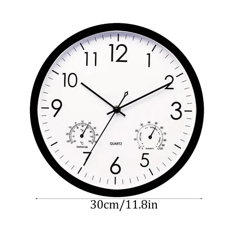 Waterproof Clocks 12inch Outdoor Clock For Patio Silent QuartzWall Clock Weather Station Clocks Temperature Humidity Display