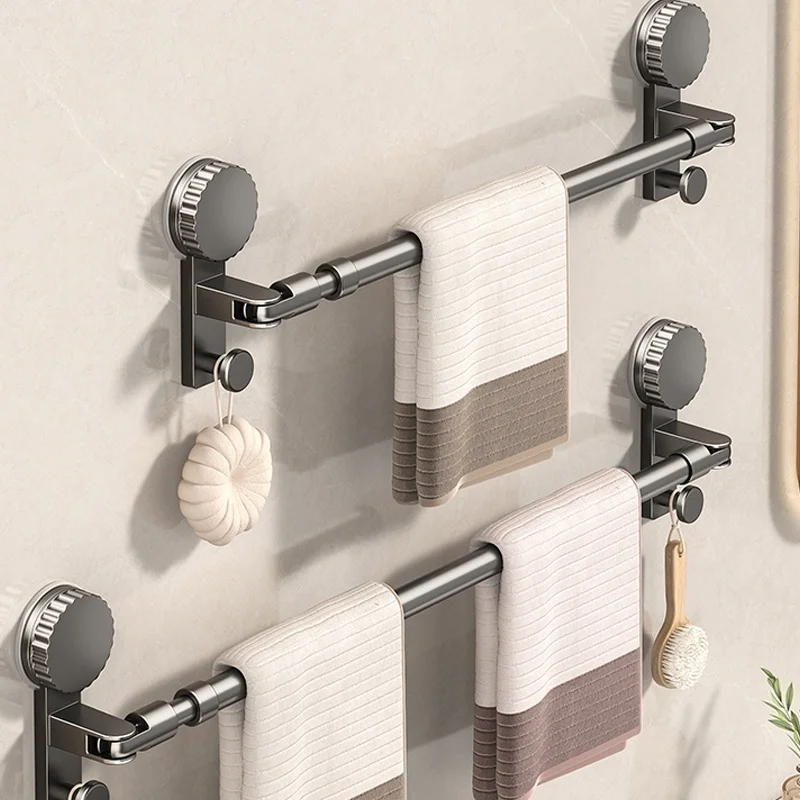 

Suction Cup Telescopic Rod Shower Curtain Rod Clothes Drying Rack No Drilling Telescopic Rod Suitable For Balcony And Bathroom