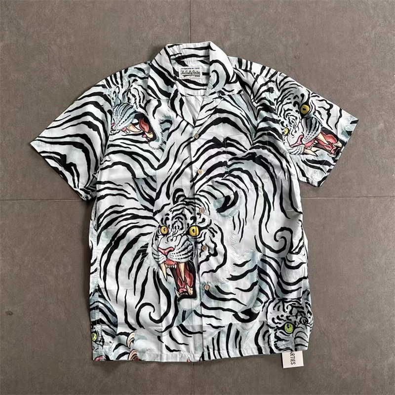 Camisa de moda para hombres y mujeres, cuello cubano, WACKO MARIA, celestial, Tokio, Graffiti, Hawaii