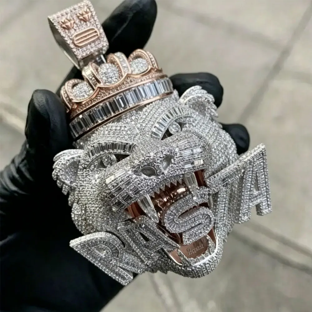 

Подвеска с головой льва в стиле хип-хоп RASTA, полностью инкрустированная синтетическими кубическими циркониями, роскошное украшение в стиле блинг, подарок.