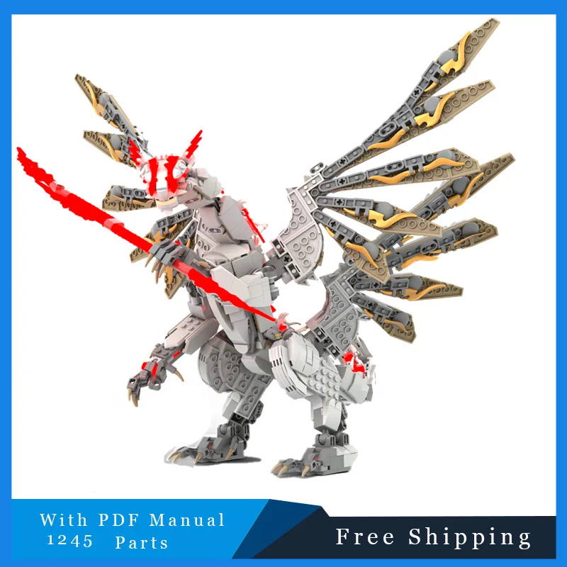 1245 PCS Creative MOC Four Wings Ancient Dragon Building Blocks Model For Boys & Adults DIY Assembly Display Toys Christmas Gift