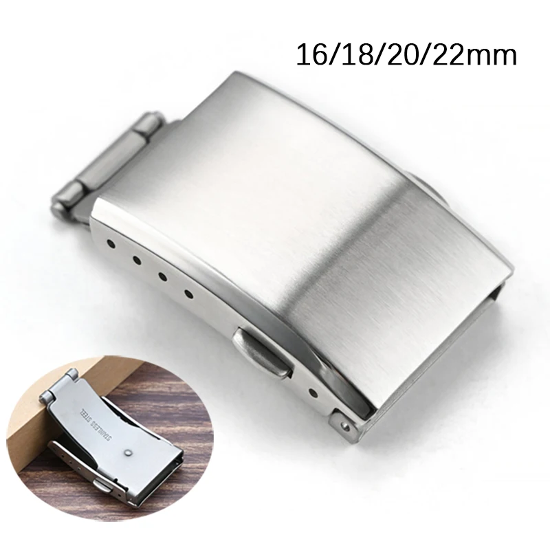 16mm 18mm 20mm 22mm 316 Stainless Steel Folding Buckle Micro Holes Adjustable Replace Deployant Watch Clasp Watch Accessories