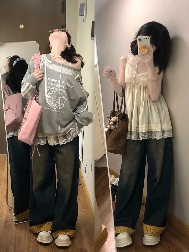 

ALITTLE My кружевной укороченный топ, юбка ранней осени, многослойная рекомендация, хлопковое женское платье Pure Desire Sle