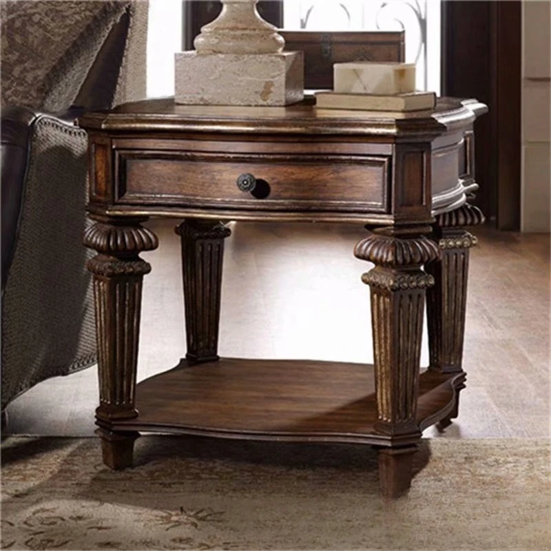 Living room solid wood oak carved square single pump storage corner few