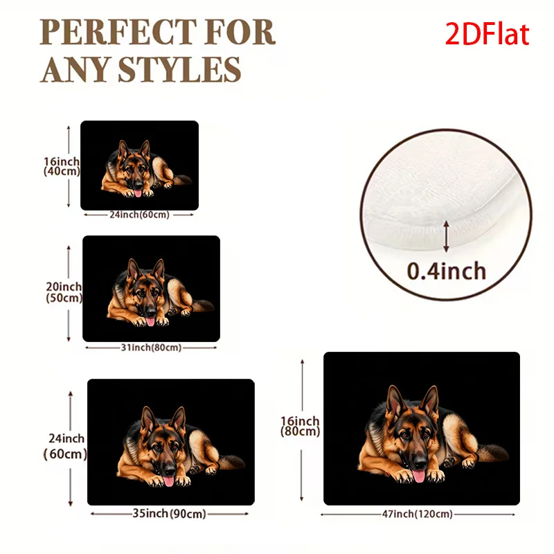 Cute German Shepherd Dog Print Area Rug Polyester Mat for Home Decor Pet Supplies Living Room Bathroom Washable Floor Runner