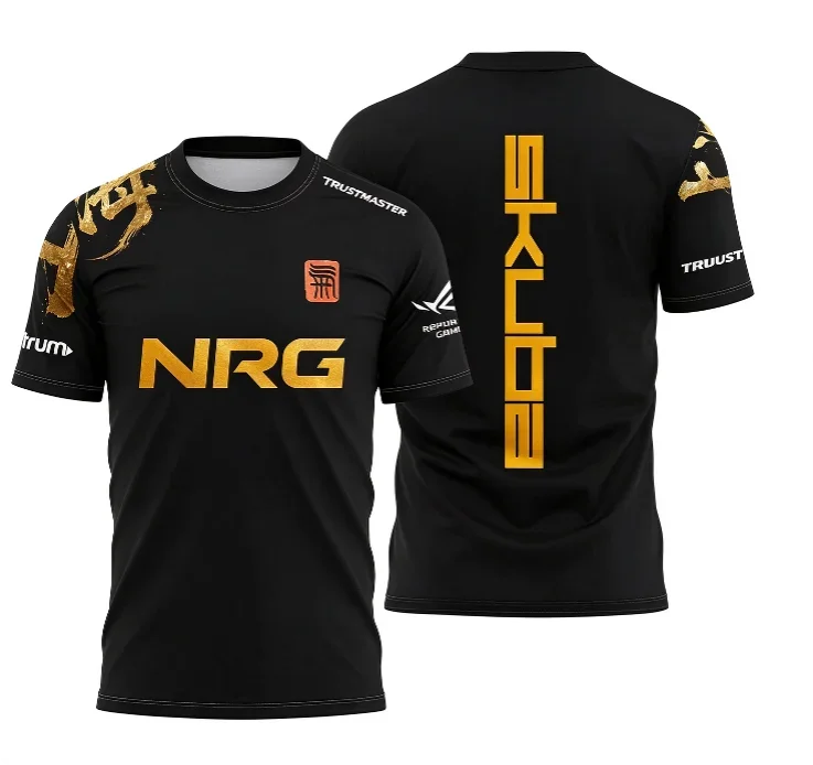 Family Matching Outfits E-sports NRG Game Jersey Quick Dry  T-shirt Black Gold Print Parent Kid Gaming Fans Casual Tee