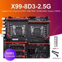 X99 Motherboard Dual CPU M.2 LGA 2011 V3 E-ATX USB3.0 SATA3 8 DIMM DDR3 Support Xeon processor slot 2011-3 X99-8D3/2.5G
