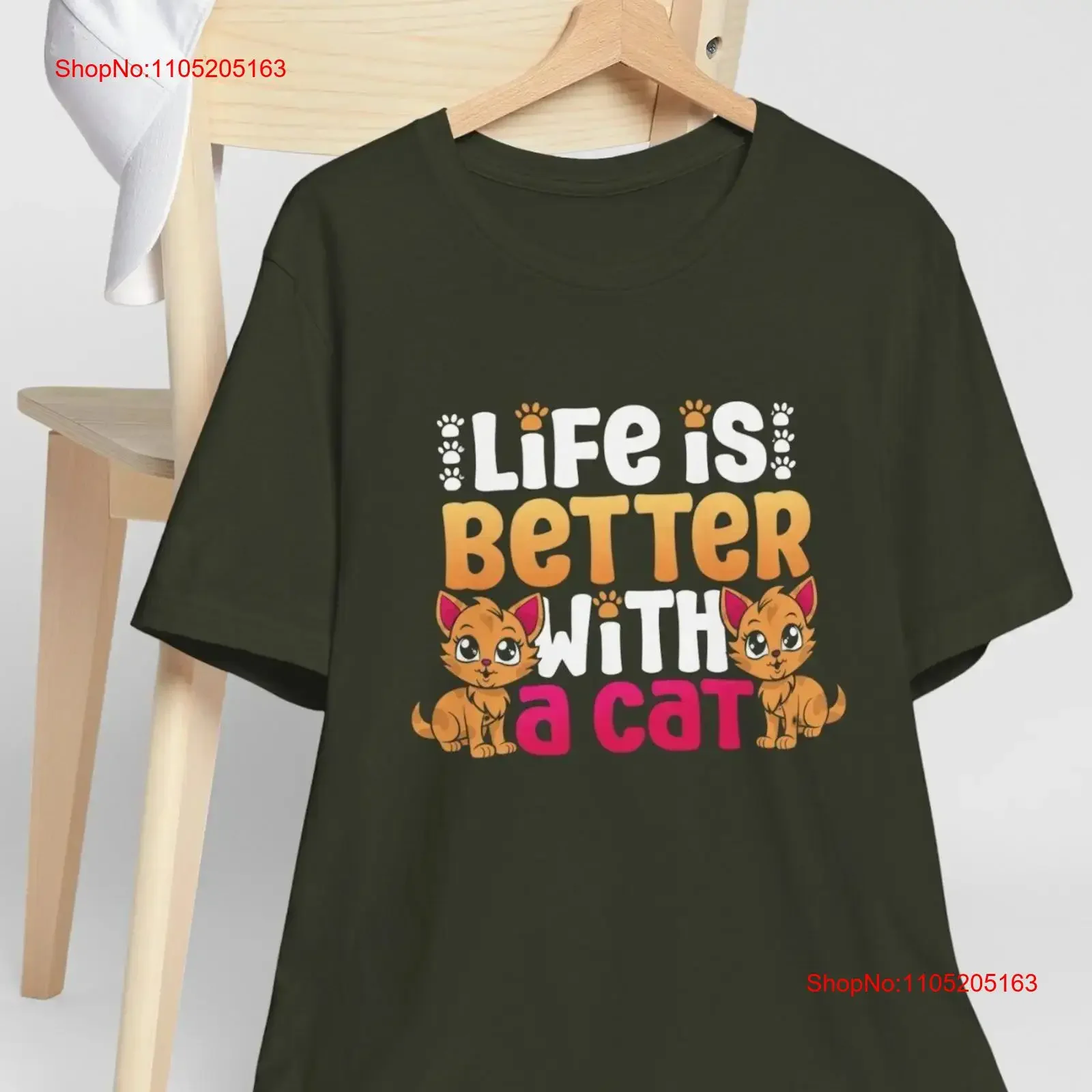 Cat Lover T Shirt Life is Better Mom  vintage Washed Casual designer clothes Stretched streetwear Unisex Stylish fashion