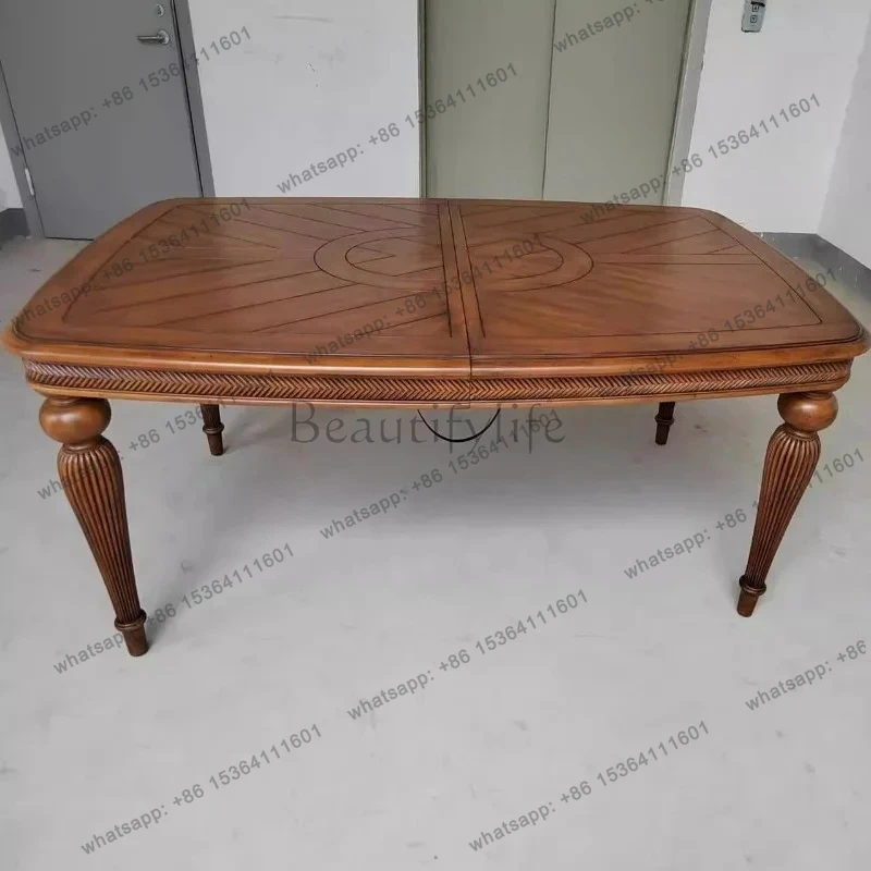 

American rural stretchable long dining table, light luxury design classic, excellent workmanship