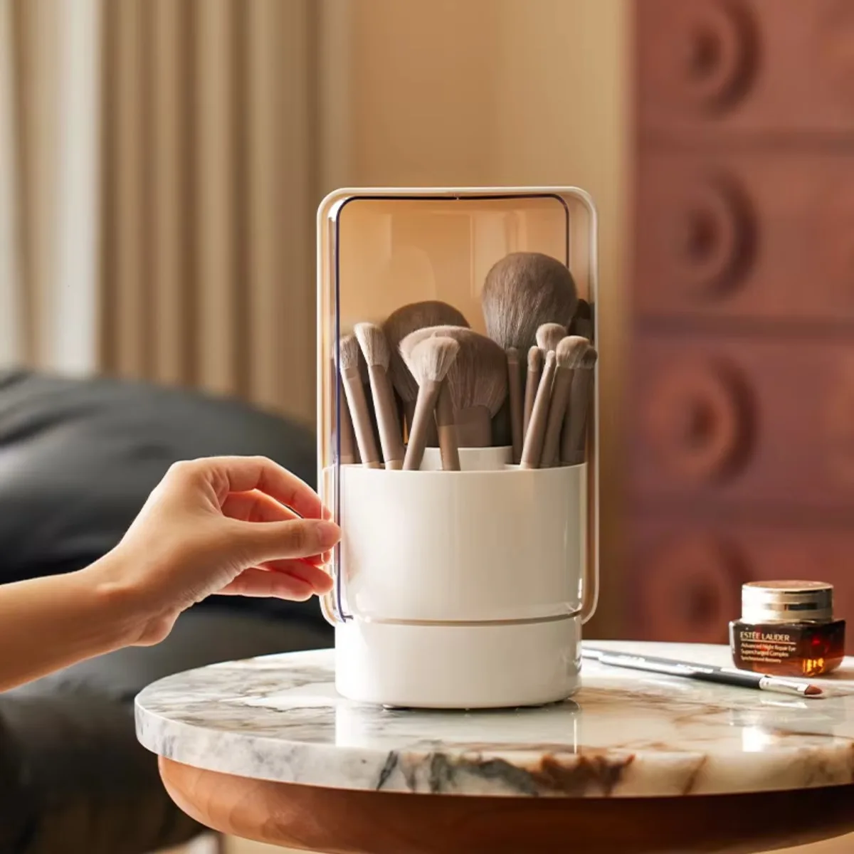 360 Rotating Makeup Desktop Cosmetic Storage Box Organizer Lipstick Eyebrow Pencil Containe Capacity Portable Brush Pen Holder