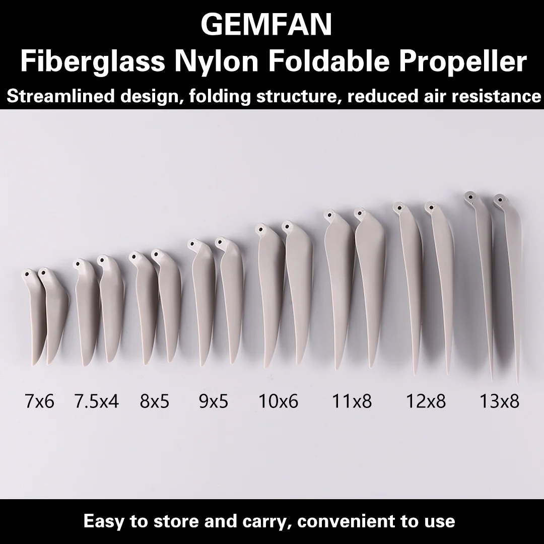 GEMFAN 7-13 pouces modèle avion fibre de verre nylon hélice pliante électrique planeur à aile fixe FPV