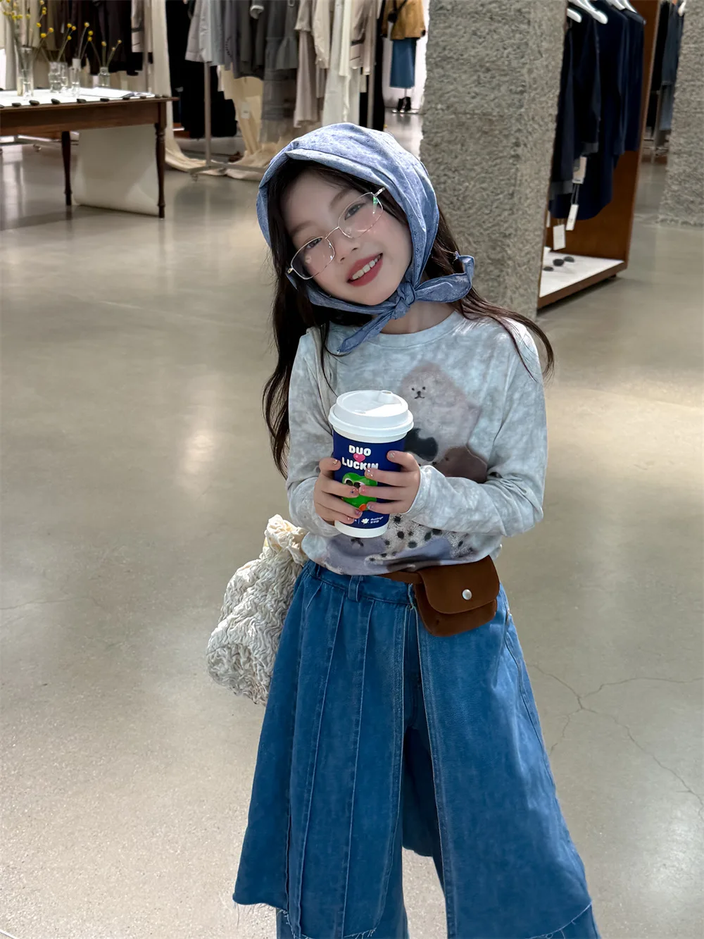 Girl Pants 2025 Autumn New Children's Clothing Korean Style Girl Baby Fashion Fake Two Jeans Skirt Pants Casual Simple Daily