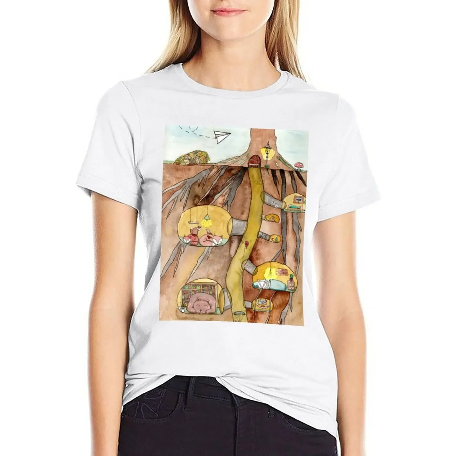 Under the Earth - The Secret Life of Forest Animals T-shirt oversized aesthetic clothes Women's cotton t-shirt